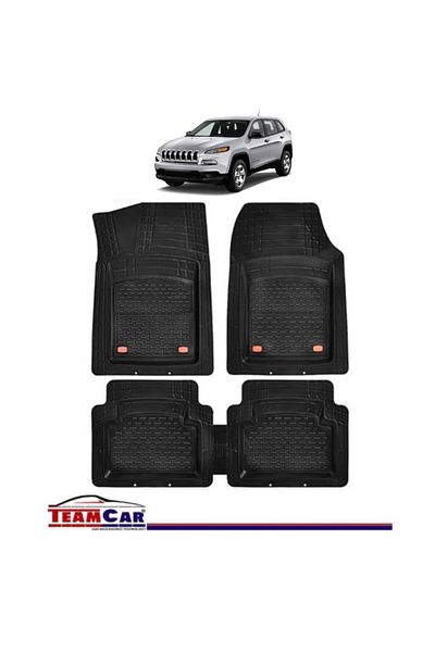 TEAMCAR Covorașe auto tip tavă compatibile cu Jeep Cherokee KL (2014–2022), negre, material durabil