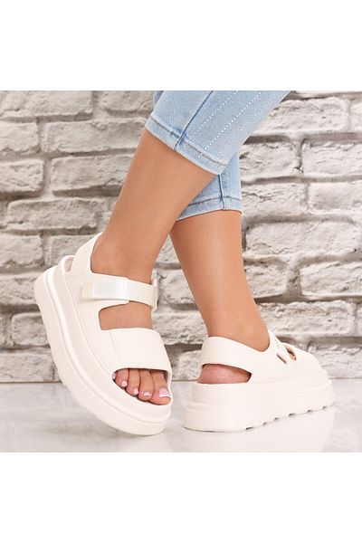 MODA STİL Women's White Foam Platform Sandals Ailade, 40-41
