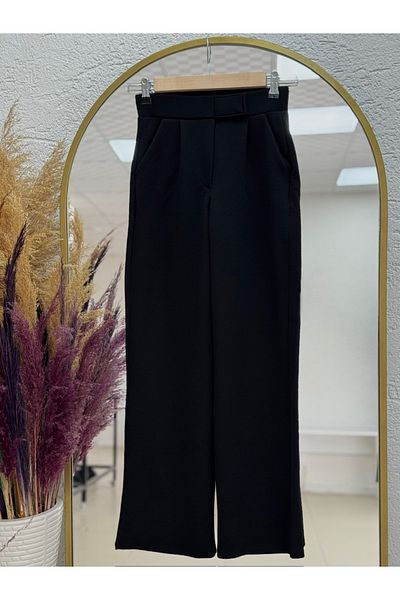 Mihra Παντελόνι Soredra Snap Fastener Palazzo-MT1548 Μαύρο