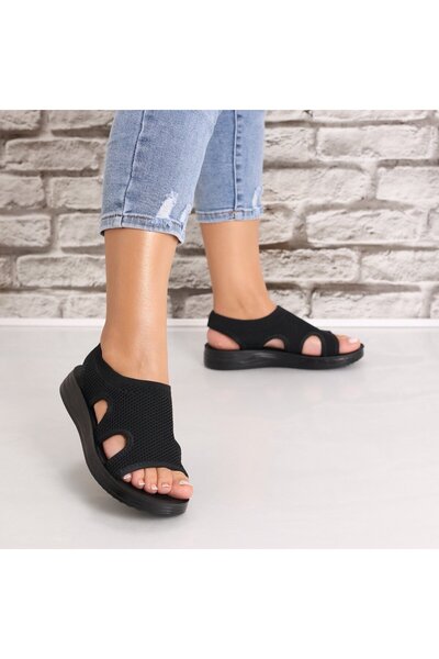 Botinelli Women's Black Flat Sandals Made of Laren Textile, 39