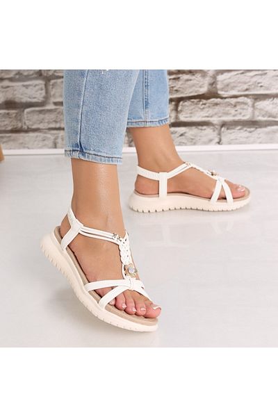 MODA STİL Women's White Sandals Made of Ecological Leather Inda, 37