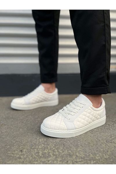 Joy Ayakkabı JY166 Prestige, cu șireturi, cu modele matlasate, pantofi casual pentru bărbați CBT - alb
