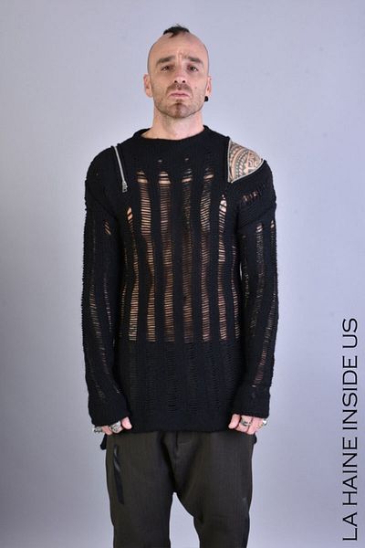 La Haine Inside Us ASYMMETRIC THICKNESS SWEATER - LA HAINE INSIDE US - BLACK, S