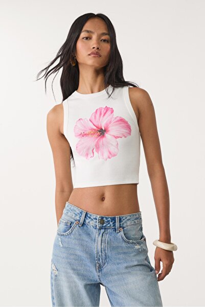 Stradivarius Hibiscus racerback top