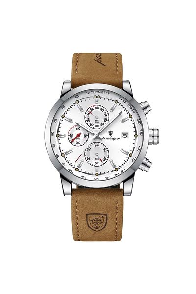 delis Men's watch Poedagar CS1850, natural leather, brown, white dial