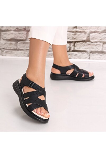 Botinelli Sandale negre pentru femei din piele ecologică Aloina, 38