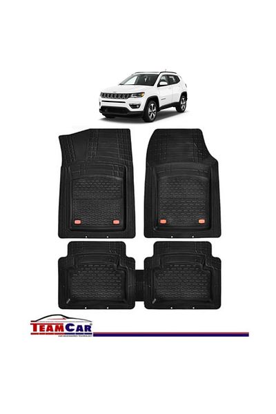 TEAMCAR Covorașe auto tip tavă compatibile cu Jeep Compass Mp (2017), negre, material durabil