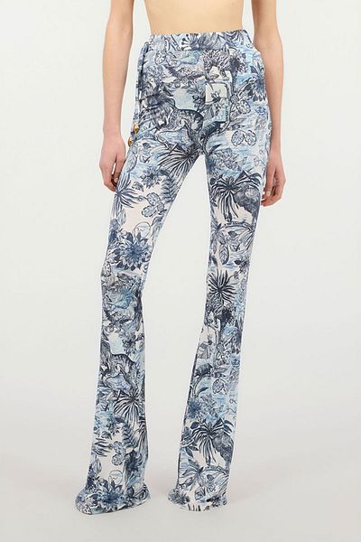 Just Cavalli PANTALONI LARGI CU IMPRIMEU FLORAL - JUST CAVALLI - 42, ALBASTRU