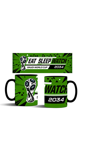 MECKSA "Eat Sleep Watch" Saudi World Cup 2034 Fan Mug 11OZ