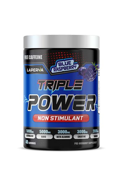 Laperva Triple Power Non-stim, Blue Raspberry, 500 Gm, Pre Workout, Boosts Pump, Improves Endurance