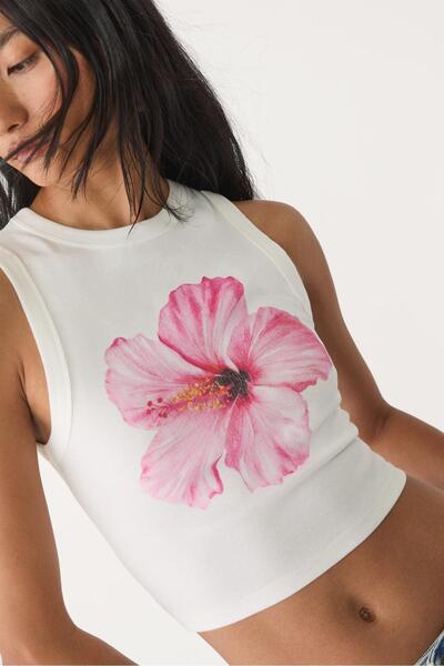Stradivarius Hibiscus racerback top