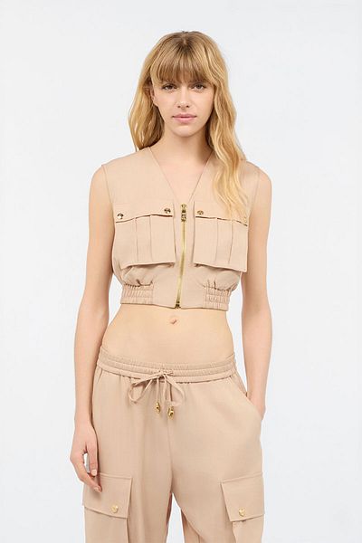 Just Cavalli CROP VEST - JUST CAVALLI - 36, BEIGE