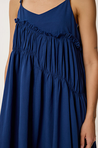 Lovelyİstanbul Askılı Yazlık Dokuma Elbise LACİVERT LRC0002