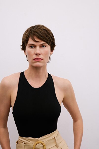 Rue Studio Sırt Bant Detaylı Streç Siyah Body