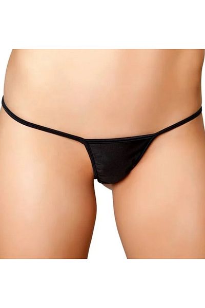 Cicişim Black Leather Look Fancy String Thong