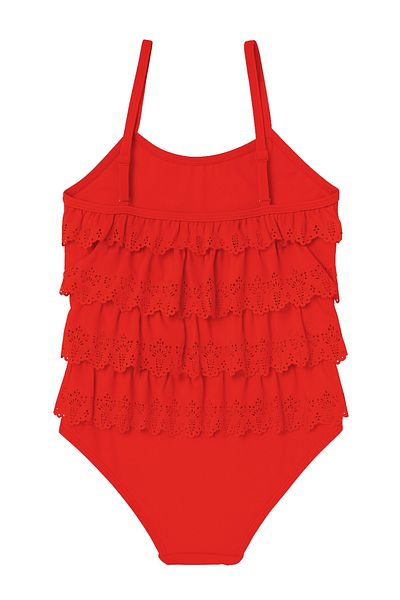 Katia&Bony Girl's Frill Wave Swimsuit Coral