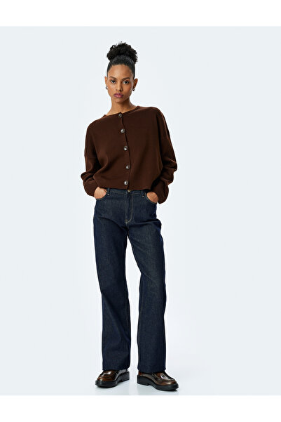 Koton Πλεκτή ζακέτα με μακρυμάνικο λαιμόκοψη