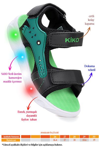 Kiko Kids Arnı Daily Lighted Velcro Boys Sandals Shoes