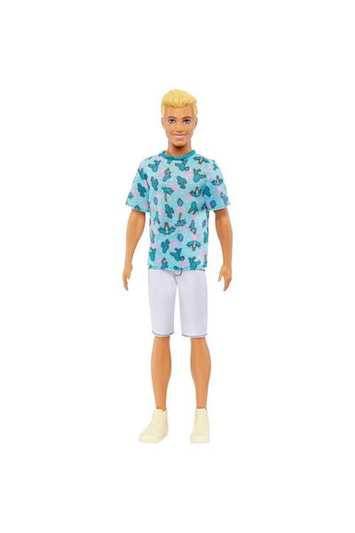 mattel Barbie Fashionistas Ken doll with blonde hair, wearing a cactus t-shirt