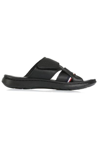 U.S. Polo Assn. Genuine Real Leather Dean Black Sports Anatomical Sole Men's Slippers