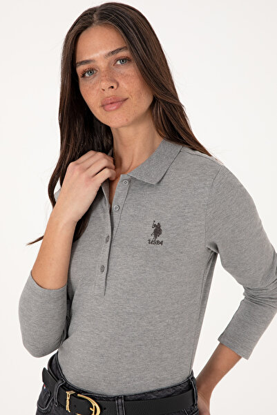 U.S. Polo Assn. Women's Gray Melange Basic Sweatshirt 50289541-Vr086