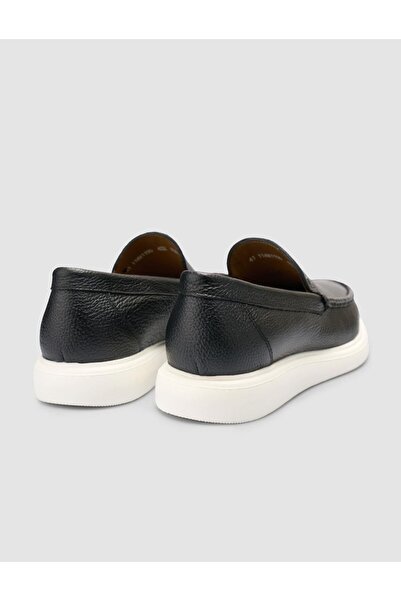 Cabani 100% Genuine Leather Black Men's Textured Casual Shoes