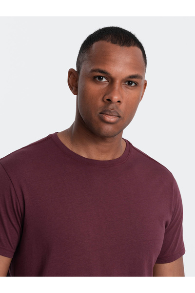 OMBRE Classic BASIC men's cotton T-shirt - maroon V10 OM-TSBS-0146 S