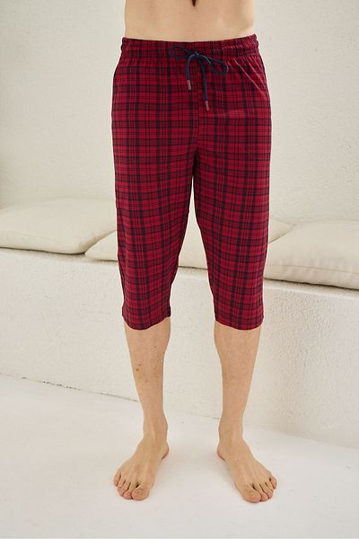 KLY Men's Plaid Thin Single Bottom Very Comfortable Cotton Capri