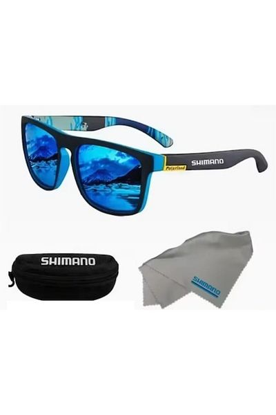 Shimano Ochelari de soare polarizați Shimano, 400 UV pentru ciclism, pescuit, condus sau activități în aer liber, albastru oceanic