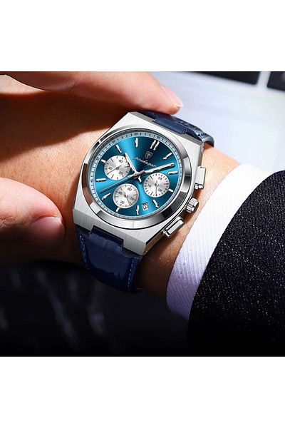 delis Men's watch Poedagar CS1872, natural leather, blue, blue dial