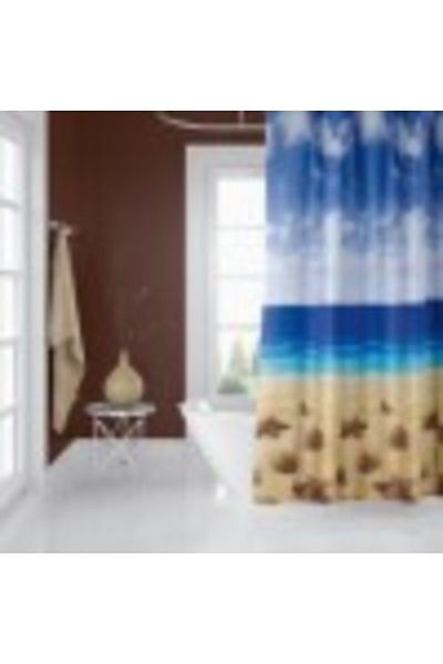 Tropikhome Shower Curtain with 12 Rings, 180x200cm, Beach
