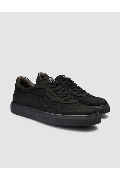 Cabani Nubuck Black Lace-Up Men's Sports Shoes