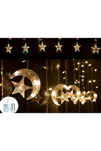 fulina 138 LED Star Moon Curtain String Lights, Window Curtain Lights with 8 Flashing Modes ,Wedding Party