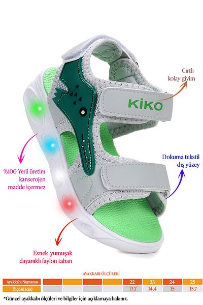 Kiko Kids Arnı Daily Lighted Velcro Baby Boy Sandals Shoes
