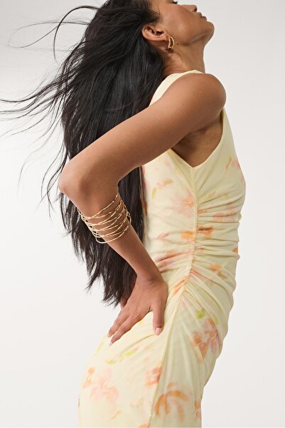 Stradivarius Printed tulle midi dress