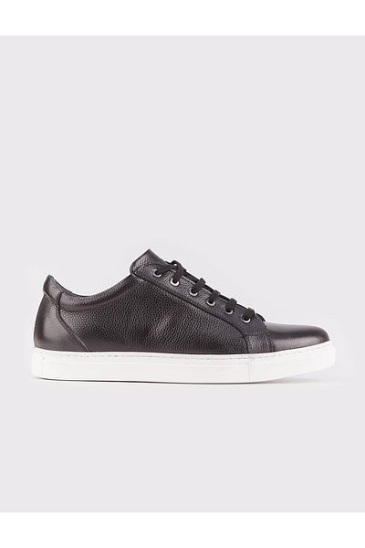 Cabani Real Leather Black Lace-Up Men's Casual Shoes