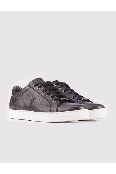 Cabani Real Leather Black Lace-Up Men's Casual Shoes