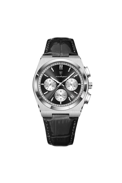 delis Men's watch Poedagar CS1869, natural leather, black, black dial