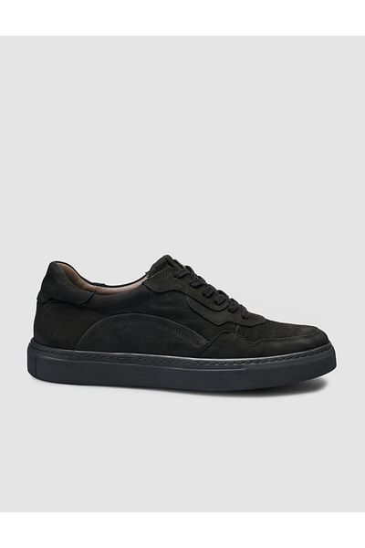 Cabani Nubuck Black Lace-Up Men's Sports Shoes