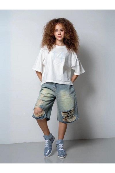 Zekids Girl's Ripped Denim Jeans Shorts