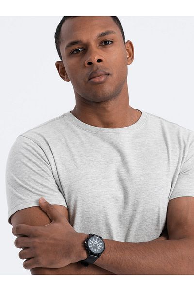 OMBRE Klassisches BASIC Herren Baumwoll T-Shirt - grau V3 OM-TSBS-0146 3XL