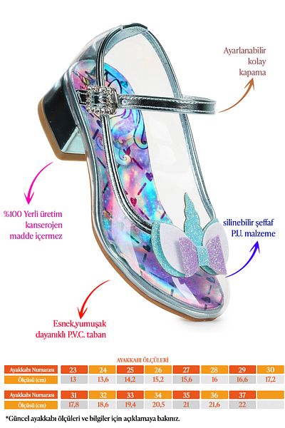 Kiko Kids Unicorn Girl's Heeled Evening Dress Transparent Shoes