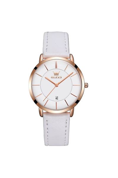 delis Women's watch Olevs CS1927, natural leather, white, white dial