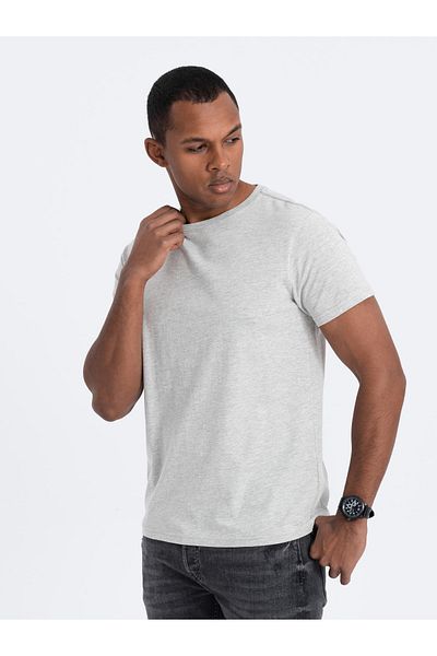 OMBRE Klassisches BASIC Herren Baumwoll T-Shirt - grau V3 OM-TSBS-0146 3XL