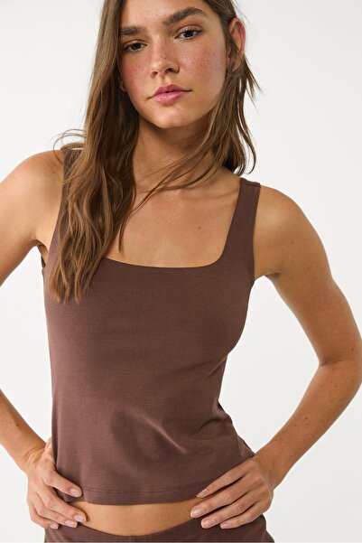 Stradivarius Basic top with square neckline