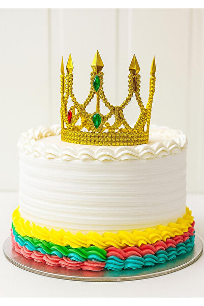 Mustran Χρυσό Sparkly Thin Cake Crown Κορώνα Κορώνα Πλαστικό Υλικό 8x8 cm