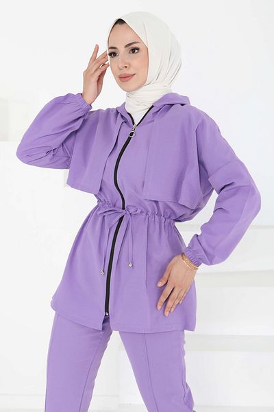 TOFİSA Front Tie Double Suit Lilac - 27073