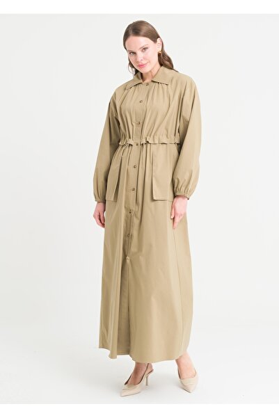 Armağan Palton cu mâneci joase cu talie adunată