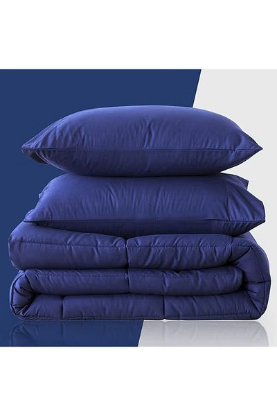 Moon 4-Piece Compressed Comforter Set Single Size Microfiber Navy 220x240cm