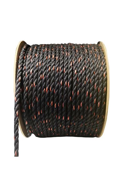 ACE Twisted Braided High Strength Polypropylene Rope Black and Orange 0.95cm x 182m